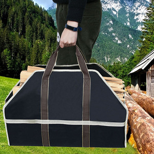 Large Capacity Outdoor Double Layer 600D <b>Logging</b> <b>Bag</b> Oxford Cloth Wear Resistant Firewood Storage <b>Bag</b> Rectangle Shape - Product Image 2