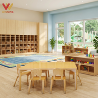 Ensemble de Meubles de Crèche Montessori avec Chaise et Table en Bois Courbé pour Enfants, Mobilier de Centre d'Éveil et Maternelle