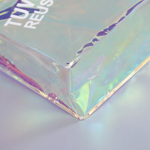 Bolsa de mano personalizada de PE reciclable con diseño de pistola láser, con cremallera de gelatina de colores fantasía, para promoción de compras en supermercados y exposiciones, a bajo precio - Product Image 4