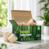 Papier toilette en bambou certifié bio, écologique, doux, OEM personnalisé, pas cher, 4, 3, 2 plis, rouleaux de papier toilette