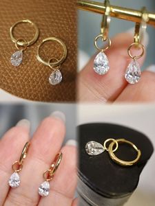 Xinfly 18K Gold 1CT Lab Grown Diamond Water Drop Earrings Au750 Pear Cute <b>Hoop</b> Design Gift Hot Sale Fine Jewelry Customizable - Product Image 5