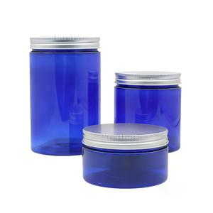 Envase Circular Transparente Azul de <span class=keywords><strong>Boca</strong></span> Ancha para Crema, de PET, con Tapa de Aluminio o Plástico, Multicapacidad, para Cosméticos - Product Image 3