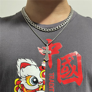 Stainless Steel <b>Cross</b> Pendant Necklace Men's Geometric Design 12001 - Product Image 3