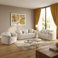 Ensemble de canapés modulaires haut de gamme en tissu rembourré de mousse, accoudoirs carrés, pieds en acier inoxydable doré, design moderne pour salon d'appartement