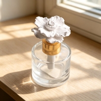 Diffuseur de parfum à bâtonnets en coton, 100 ml, en verre, avec fleur en céramique faite à la main, pour huiles essentielles, décoration de bureau à domicile