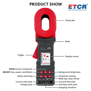 ETCR2300 Ground Pile Type Clamp Earth <strong>Resistance</strong> Tester <strong>Soil</strong> Resistivity Meter 0.0V-600V 1m-100m 0.000mA-20A - Product Image 3