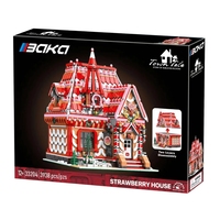 BaKa 33204 MOC Strawberry House City Street View Architecture Blocks Model Kits Birthday Gift for Adults Building Sets