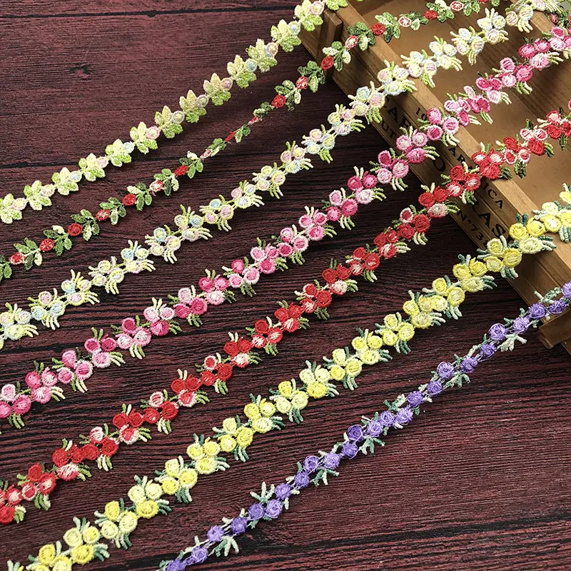 女の子の服のための工場フレンチチュールレース卸売複数色花刺繍レーストリミング