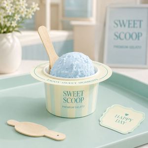 ถ้วยกระดาษพิมพ์ลายพาสเทลสำหรับไอศกรีมโคน ขนมหวาน ร้านขายอาหารแบบนำกลับบ้าน เกรดอาหาร พิมพ์โลโก้ ขายส่ง - Product Image 4