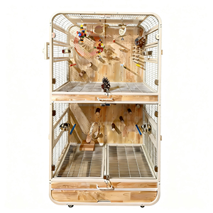 Voliera di Lusso Stile Villa per Pappagalli, Grande Gabbia per Uccelli in Ferro e Legno, Design Salvaspazio, Vetro Antischizzo, Facile da Montare - Product Image 1