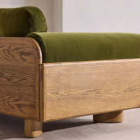 Canapé moderne en velours vert olive 2 places avec base en bois, meuble de salon, ensemble de causeuses design pour villa et maison