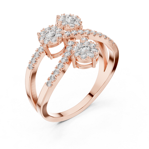 Bague en or rose sertie de diamants, élégante et brillante, pour femme, idéale pour un mariage, une fiançailles, un cadeau et des occasions spéciales - Product Image 2