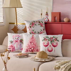Couverture <span class=keywords><strong>de</strong></span> jet <span class=keywords><strong>de</strong></span> motif <span class=keywords><strong>de</strong></span> Noël <span class=keywords><strong>rose</strong></span> pour la décoration <span class=keywords><strong>de</strong></span> la maison-<span class=keywords><strong>Housse</strong></span> <span class=keywords><strong>de</strong></span> coussin <span class=keywords><strong>de</strong></span> canapé à technologie d'impression numérique - Product Image 2