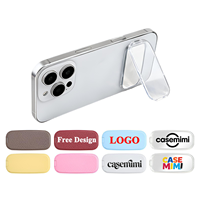 Support de téléphone portable promotionnel avec logo imprimé, universel, adhésif arrière, transparent, en ABS, anti-choc, pour bureau