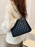 Sac bandoulière carré pour femme en cuir PU avec chaîne, mini sac à main de luxe matelassé avec fermeture éclair, tendance - Grande Vente