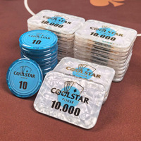Jetons de jeu Coolstar en acrylique haute définition à trois couches, ronds et carrés, impression de dénomination OEM, vente en gros