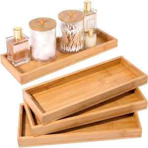 Bandeja <span class=keywords><strong>de</strong></span> Almacenamiento Rectangular <span class=keywords><strong>de</strong></span> Bambú con Borde Elevado, Organizador <span class=keywords><strong>de</strong></span> Bambú para Baño, Cómoda y Decoración <span class=keywords><strong>de</strong></span> Cocina - Product Image 1