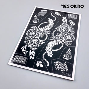 Venta al por mayor transfronteriza DIY arte corporal cara temporal encaje pegatina diseño a prueba <span class=keywords><strong>de</strong></span> agua papel blanco espalda mano tatuaje plantilla - Product Image 5