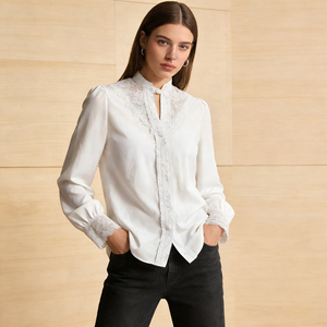 Offre Spéciale sur Temu : Blouse en Satin à Col Montant et Bordure en Dentelle d'Inspiration Victorienne 2026 pour Femme – Idéale pour le Bureau et le Quotidien - Product Image 5