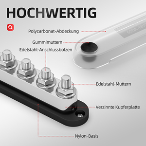 บัสบาร์แบตเตอรี่สำหรับงานหนัก 600A บัสบาร์สำหรับยานยนต์ 6 x 3/8"(M10) โพสต์ 12V - 48V บล็อกจ่ายไฟ - Product Image 4
