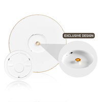 Plafonnier LED ultra-mince en bois grainé rond 5 CCT pour chambre et salon, luminaire suspendu