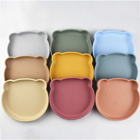 Ensemble de 5 pièces de vaisselle pour bébé en silicone de qualité alimentaire personnalisé en usine avec un design en forme d'ours