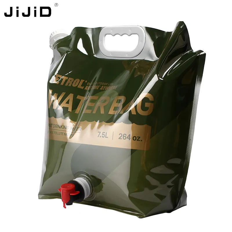 JiJiD 7.5L Camping Gear Folding Collapsible water bag Liquid Container Outdoor Foldable Water Carrier Storage Bag