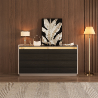 Commode en contreplaqué de style italien GECKO E108 avec éclairage LED COB, meuble de rangement moderne de luxe pour chambre à coucher, commode en verre trempé