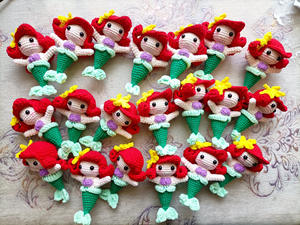 Ganchillo Hecho a Mano para <span class=keywords><strong>Muñeca</strong></span> Princesa, Colgante <span class=keywords><strong>de</strong></span> Sirena Tejida, Decoración - Product Image 4