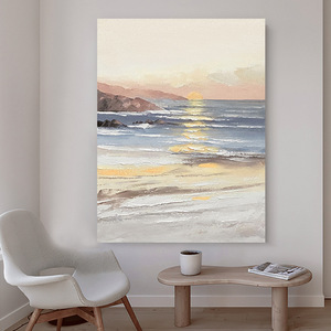 Pintura al Óleo de Paisaje Marino al Atardecer de la Aldea de Dafen, Arte Texturizado Hecho a Mano, Decoración de Pared Moderna y Minimalista para Sala de Estar, Sin Marco - Product Image 2
