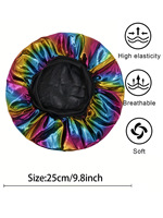 Vente en gros Logo personnalisé Accessoires pour cheveux Bonnet grande taille Bonnet de sommeil couleur laser Bonnets Turbans à bande élastique Casquette en satin pour enfants