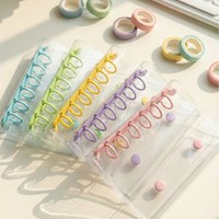 Essentiels pour la rentrée scolaire : Classeur à anneaux A7 à 6 trous, couverture souple en PVC transparent, classeur à feuilles mobiles, style japonais et coréen, coloré