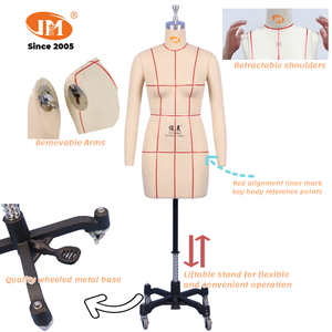 JUNMEI Meilleure vente <span class=keywords><strong>Mannequin</strong></span> de <span class=keywords><strong>couture</strong></span> femme demi-corps en fibre de verre, taille personnalisable, avec <span class=keywords><strong>buste</strong></span> drapé et support réglable - Product Image 5