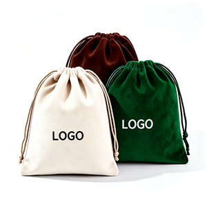 Pochette en velours à cordon personnalisable avec logo imprimé, sac en velours pour collier, boucles d'oreilles, bijoux, cadeau de mariage - Product Image 1