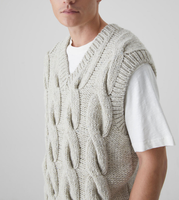 Gilet pull sans manches en tricot torsadé vintage en coton uni pour homme, personnalisé, mode automne-hiver