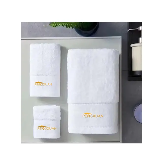 towels designer sets famous Brand logo embroidery 3 sets bathing towels 100% cotton white towel 3pcs set