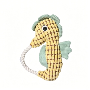 Juguete Masticable para Perros con Forma de Caballito de Mar, Juguete de Peluche Interactivo con Cuerda para Perros Pequeños y Medianos - Product Image 1