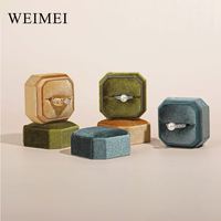 Mini boîte à bagues en velours Style octogone Design coréen parfait pour les bagues de mariage de couple Logo personnalisé disponible