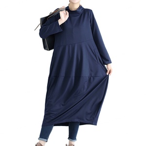 Vestidos de Mujer al por Mayor, Personalizados, de Alta Calidad, Nueva Colección de Otoño, Moda Casual, Cuello Alto, Manga Larga, Color Sólido - Product Image 4