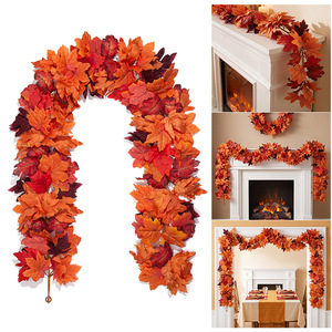 Guirlande de feuilles d'érable artificielles 100cm-200cm, fleurs en soie, décoration d'automne pour escalier et cheminée - Product Image 5