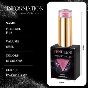 Vendeeni automne hiver populaire réfléchissant Disco Gel vernis Collection 15 couleurs ensemble gratuit TPO HEMA OEM/ODM Gel vernis à ongles fournitures - Product Image 4