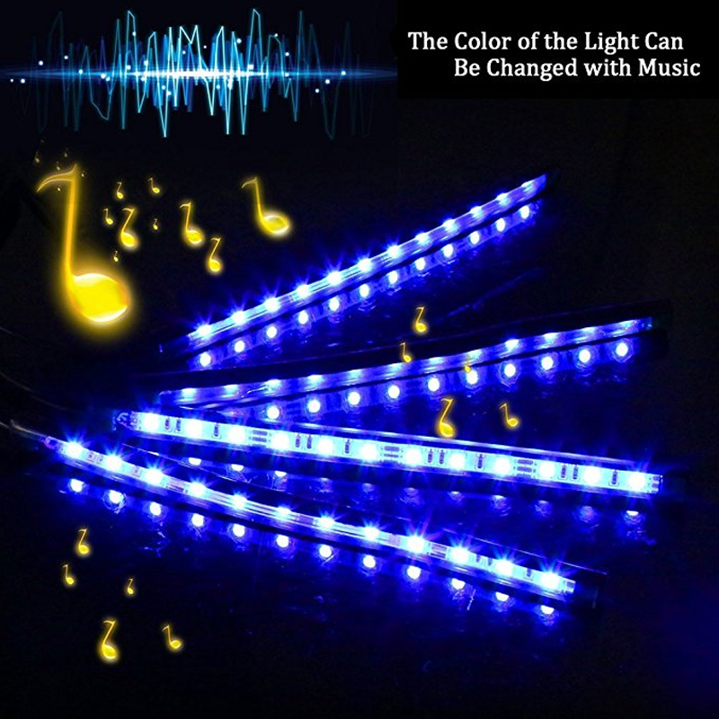 RGB imperméable à l'eau intérieur de voiture lumières d'atmosphère musique son activé voiture led éclairage