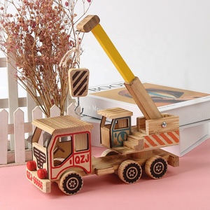Nuevos juguetes Montesori, juego educativo de sitio de construcción de madera, juguetes de grúa de madera, coches para niños pequeños - Product Image 5