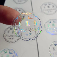 Kendinden yapıştırıcı şeffaf su geçirmez vinil holografik şeffaf çıkartmalar özel kesim kesim Hologram etiket özel Logo ile