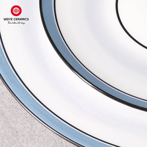 WEIYE יוקרה צלחת עגולה כחול לבן עיצוב מכירות חמות ערכות צלחות קרמיקה כלי אוכל פורצלן איטלקי - Product Image 3