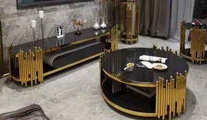 High Fashion Rvs Woonkamer Ronde Salontafel Meubels In Goud Of Zilver