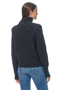 Suéter Feminino Gola Alta Clássico em Tricô Trançado com Acabamento Canelado, Mistura de <span class=keywords><strong>Alpaca</strong></span>, Textura Grossa, Personalizado, Auditado pela BSCI - Product Image 2