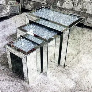 Sparkly Crushed Diamond 3 Combinations Transform Mirrored Furniture Console Table Living Room Furniture Night Stand TV Bench