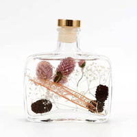 Bouteille d'arôme en verre de diffuseur de roseau personnalisée 100ml 200ml bouteilles de diffuseur de roseau plat vide parfum avec bouchons