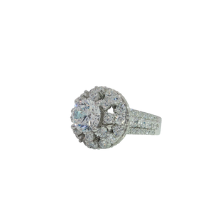 18K Solid Gold Luxury Double Halo <b>Diamond</b> Wedding Party Ring Empty Center Setting Lab Grown Cluster Bridal Gift <b>Jewelry</b> - Product Image 3